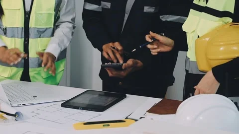 Construction and structure of Engineer or architect meeting for project wor.. Stock Footage 333275684