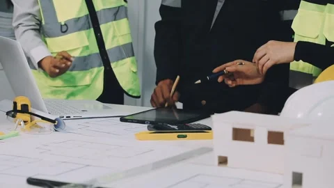 Construction and structure of Engineer or architect meeting for project wor.. Stock Footage 333275686
