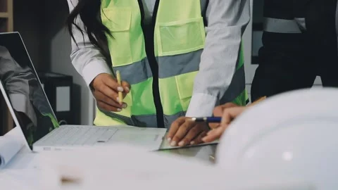 Construction and structure of Engineer or architect meeting for project wor.. Stock Footage 333275689