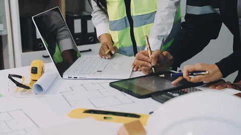 Construction and structure of Engineer or architect meeting for project wor.. Stock Footage 333275690