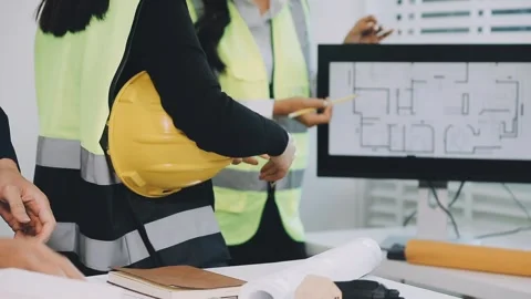 Construction and structure of Engineer or architect meeting for project wor.. Stock Footage 333275707