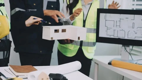 Construction and structure of Engineer or architect meeting for project wor.. Stock Footage 333275714
