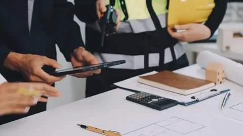 Construction and structure of Engineer or architect meeting for project wor.. Stock Footage 333275726