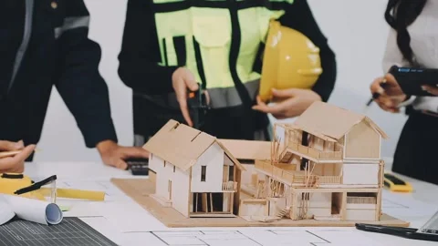 Construction and structure of Engineer or architect meeting for project wor.. Stock Footage 333275733