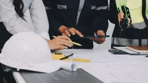 Construction and structure of Engineer or architect meeting for project wor.. Stock Footage 333275735