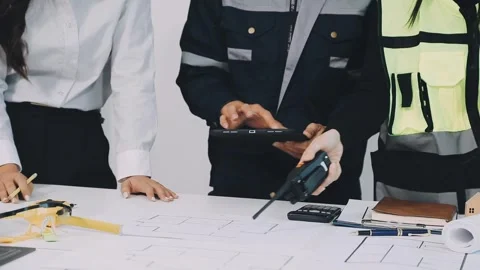 Construction and structure of Engineer or architect meeting for project wor.. Stock Footage 333275737