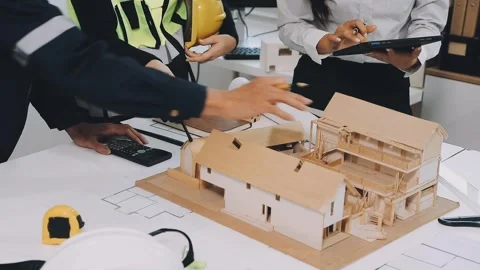 Construction and structure of Engineer or architect meeting for project wor.. Stock Footage 333275742