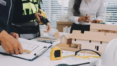 Construction and structure of Engineer or architect meeting for project wor.. Stock Footage 333275752