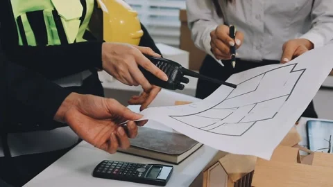 Construction and structure of Engineer or architect meeting for project wor.. Stock Footage 333275755