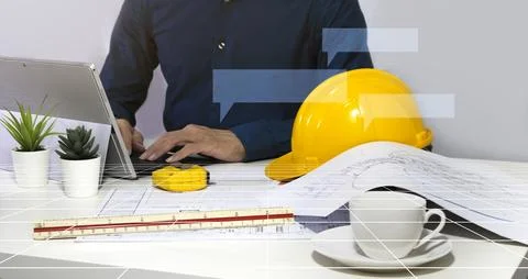 Construction and Systems Engineer,architect Plan construction business at wor Stock Photos