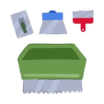 Construction and tiling tools flat vector illustration イラスト素材