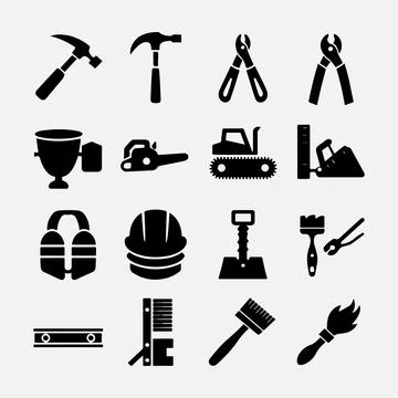 Construction and Tools Icons set. Stock Illustration