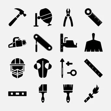 Construction and Tools Icons set. Stock Illustration