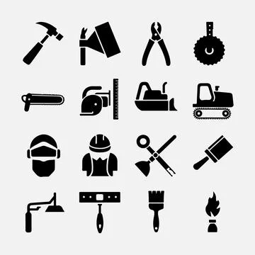Construction and Tools Icons set. Stock Illustration