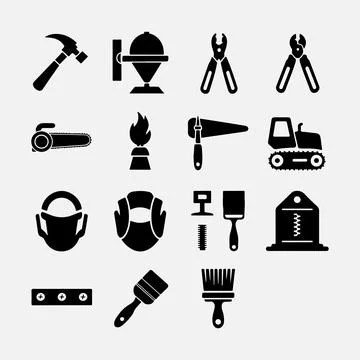 Construction and Tools Icons set. Stock Illustration