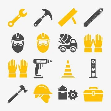 Construction and Tools Icons set. Stock Illustration