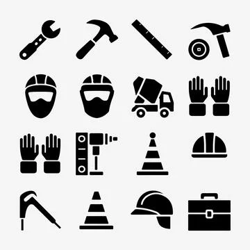 Construction and Tools Icons set. Stock Illustration