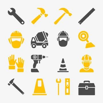 Construction and Tools Icons set. Stock Illustration