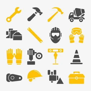 Construction and Tools Icons set. Stock Illustration