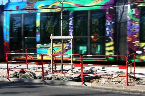 Construction and Tram Stock Photos
