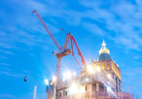 Construction and twilight light Stock Photos
