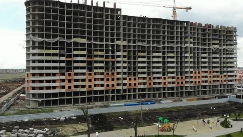 Construction of an apartment building in Krasnodar. Stock Footage 125344972