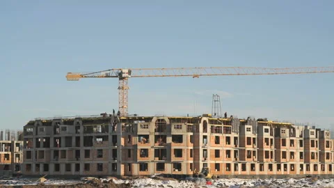 Construction of an apartment building in winter Stock Footage 316794115