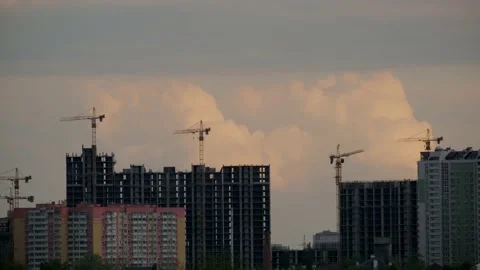 Construction of apartment buildings Stock Footage 131207312