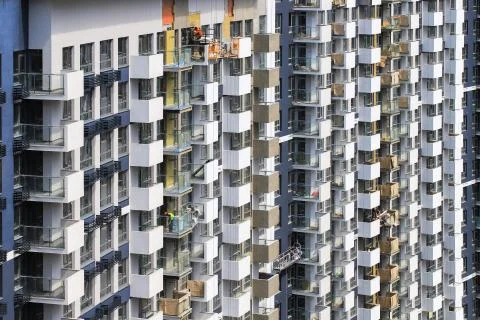 The construction of apartment buildings Stock Photos