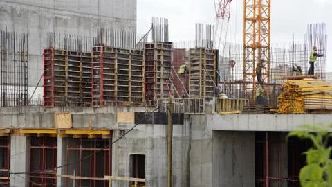 Construction of an apartment house Stock Photos