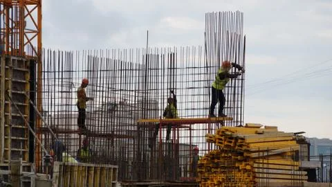 Construction of an apartment house Stock Photos