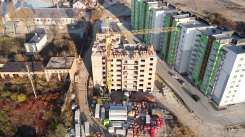 Construction of apartment houses Video stock 164333530