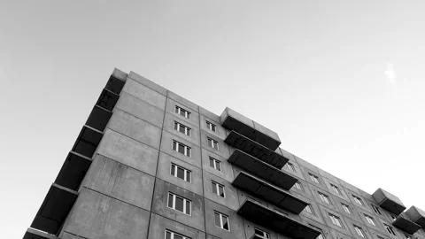 Construction of an apartment panel building. Construction of concrete house Stock Footage 280276973