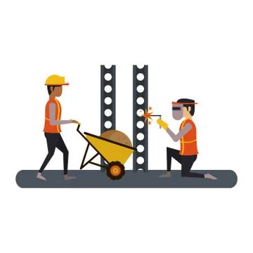 Construction architectural engineering work cartoon Stock Illustration