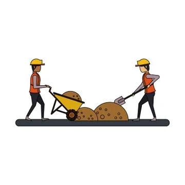 Construction architectural engineering work cartoon Stock Illustration
