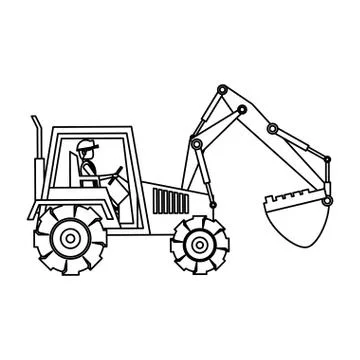 Construction architectural engineering work cartoon in black and white Stock Illustration