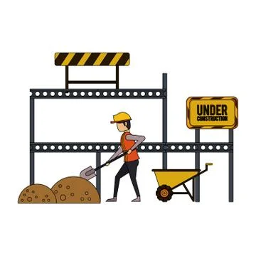 Construction architectural engineering work cartoon Stock Illustration