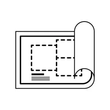 Construction architectural project plan cartoon in black and white Ilustración de archivo