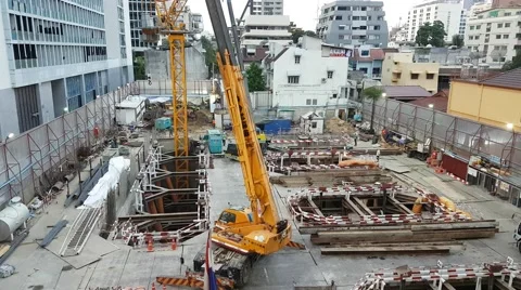 Construction area in bangkok Stock Footage