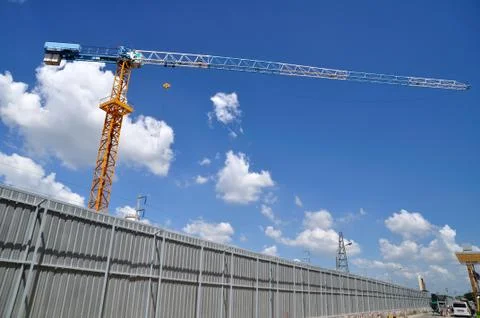 Construction-area with blue-sky various equipment and tools, thailand. Stock Photos