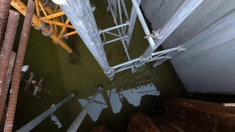 Construction area of a bridge Stock Footage 110899729