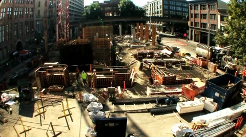 Construction area. Building the skyscraper. Stock Footage