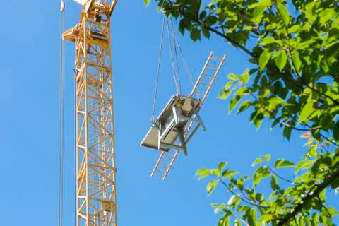 Construction Area with crane during weekend Stock Photos