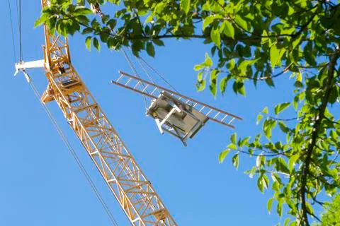 Construction Area with crane during weekend Stock Photos
