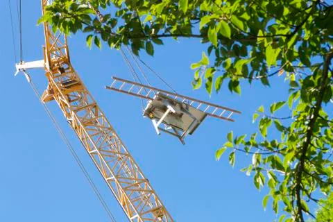 Construction Area with crane during weekend Stock Photos