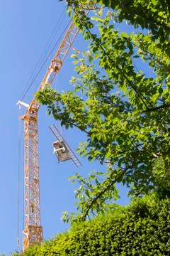 Construction Area with crane during weekend Stock Photos
