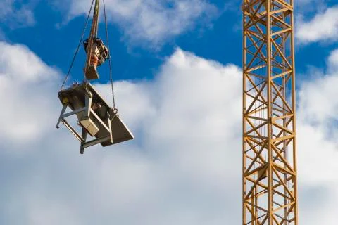 Construction Area with crane during weekend Stock Photos