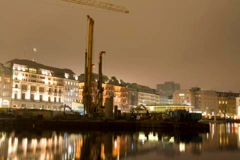 Construction area at night Foto stock