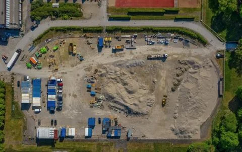 Construction area from top view of a drone Stock Photos
