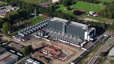 Construction of artifical intelligience computing centers, datacenters in Milan Stock Footage 320464741